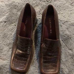 Bandoli I small heel shoes brown crocodile pattern Women’s size 8.5
